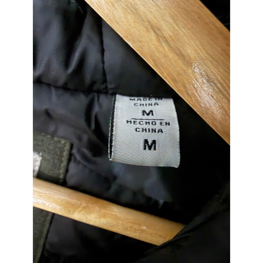 Levis Mens Hooded Parka Jacket Olive Green Quilted Lined Fishtail Coat Medium - Picture 5 of 9